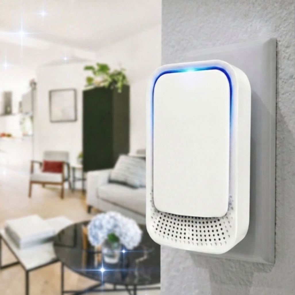Livenly plug-in ionizer in a living room wall outlet